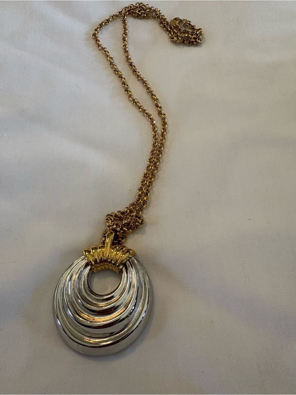 Source Unknown Two-Tone Layered Circle Pendant Necklace - Gold and Silver